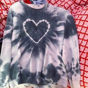 Urban Outfitters Tie-Dye Heart Sweatshirt - Black & White